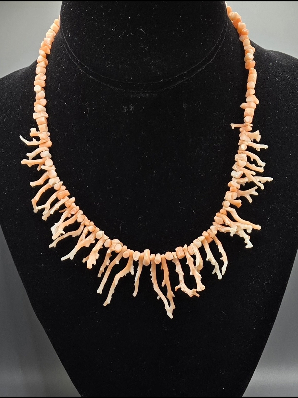 Pink Angel Skin Branch Coral Necklace Vintage Barrel Clasp 15" Long